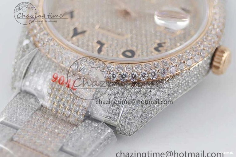 Markers Dial SS Edition A2824 Best Arabic Full on RG 41 Diamonds Bracelet TWF 1:1 Datejust 0313